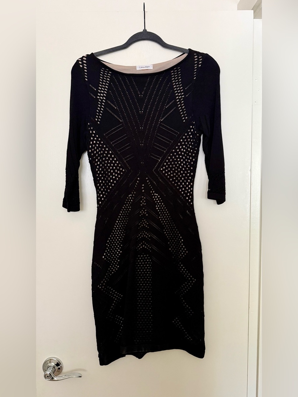 Calvin Klein stretchy fitted eyelet dress